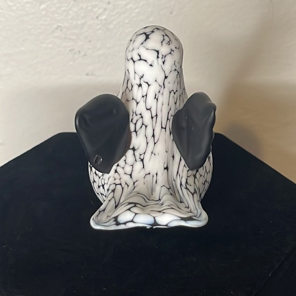 Archimede Seguso Style Black and White Splatter Art Glass Bird Paperweight - Picture 3 of 8